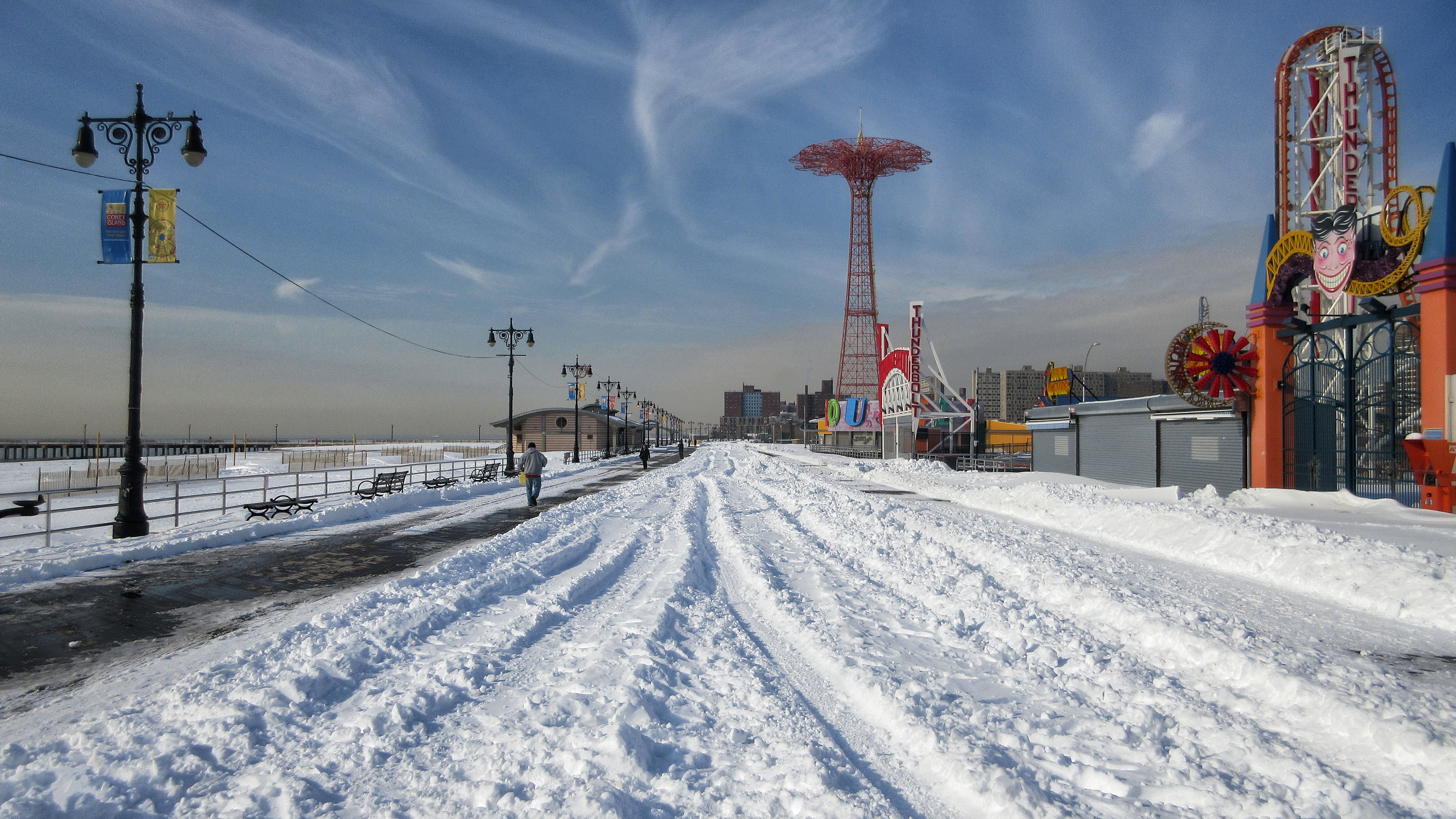 Coney Island, snow, neve, boardwalk, New York City, New York